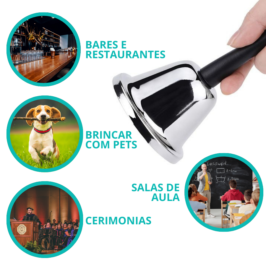 Sino De Mão Sineta Para Recepção Hotel Escola Restaurante