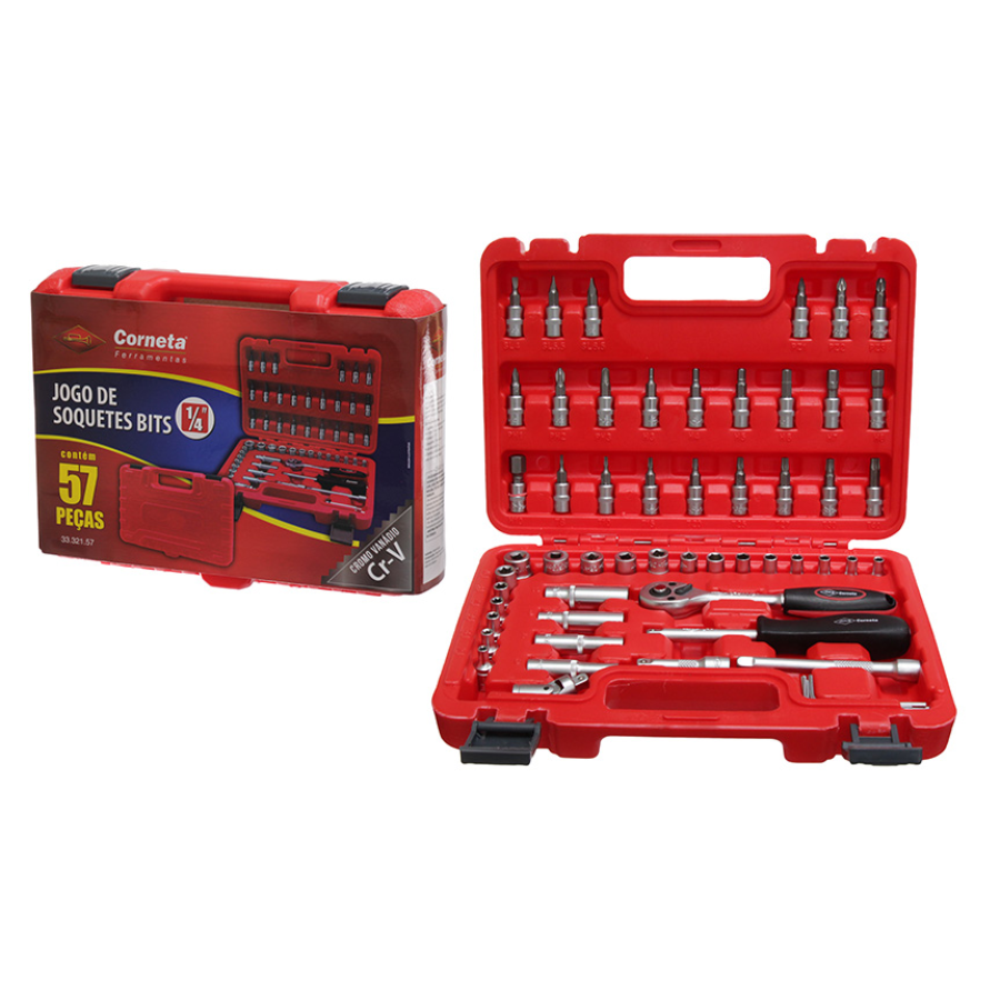 Soquete Bits 1/4 57 Peças - 3332157