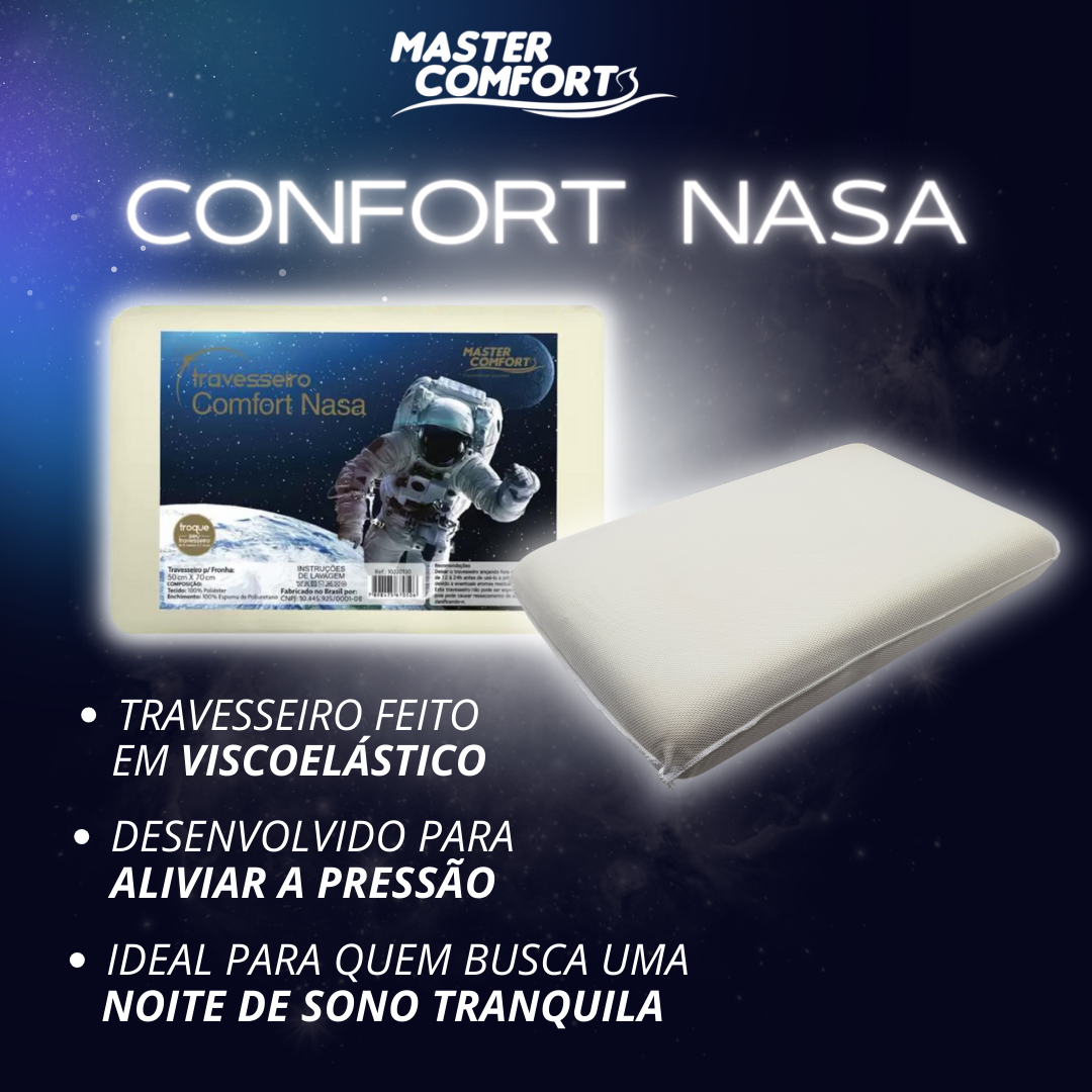 Travesseiro Comfort Nasa Viscoelástico Macio Alto 50x70cm