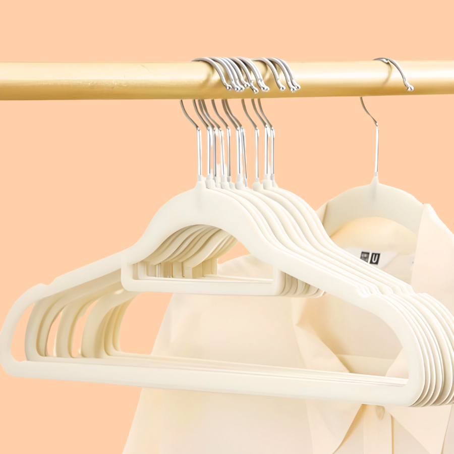 Cabide de Veludo - Amarelo/Branco - DOLCE HOME