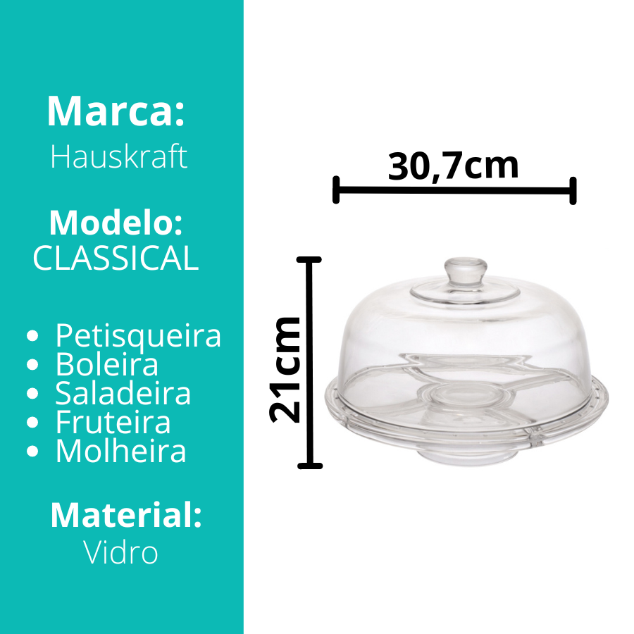 Centro De Mesa de Vidro Petisqueiras Boleira Saladeira Fruteira Molheira 30cm