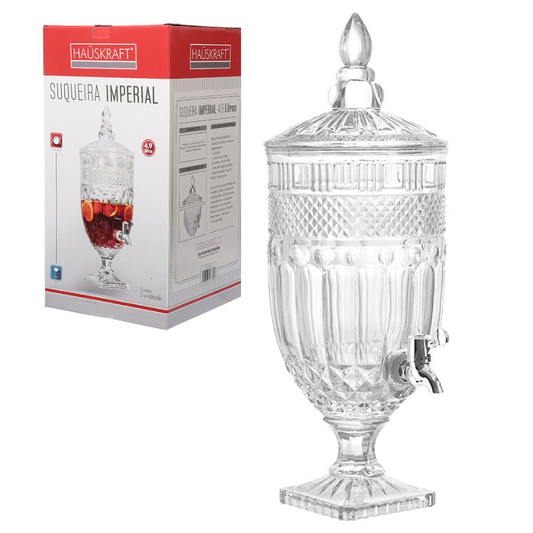 Suqueira Imperial Vidro Luxo Bebidas Torneira 4,9 Litros
