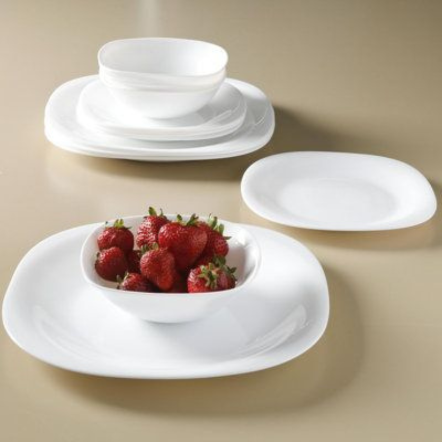Prato Quadrado Raso Mesa Opaline Branco Restaurante 20cm