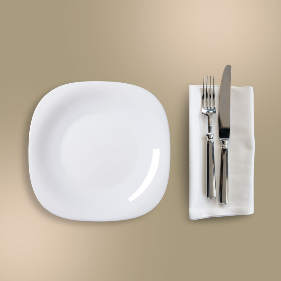Prato Quadrado Raso Mesa Opaline Branco Restaurante 20cm