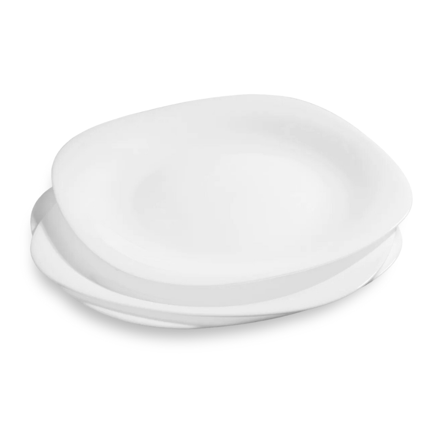 Prato Quadrado Raso Mesa Opaline Branco Restaurante 20cm