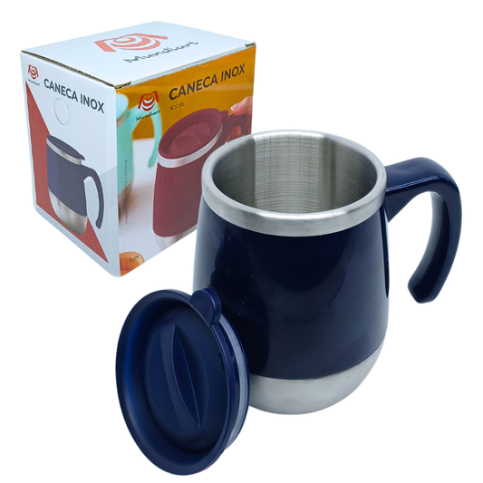 Caneca Copo Térmico Café Bebidas Com Tampa De Aço Inox 500ml