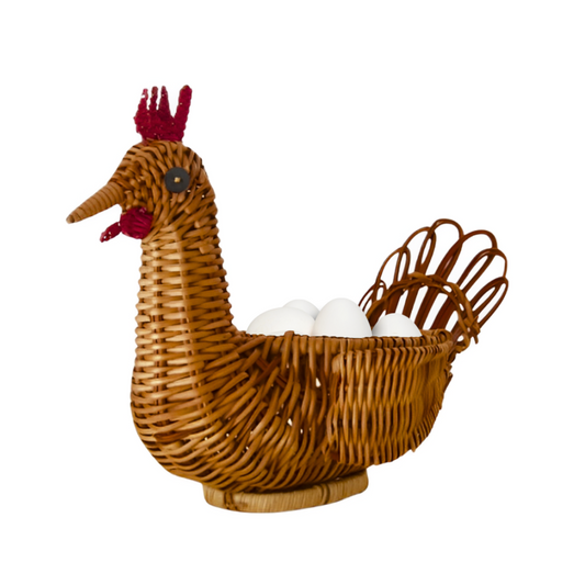 Cesta De Galinha Porta Ovos Organizadora Rattan 30cm