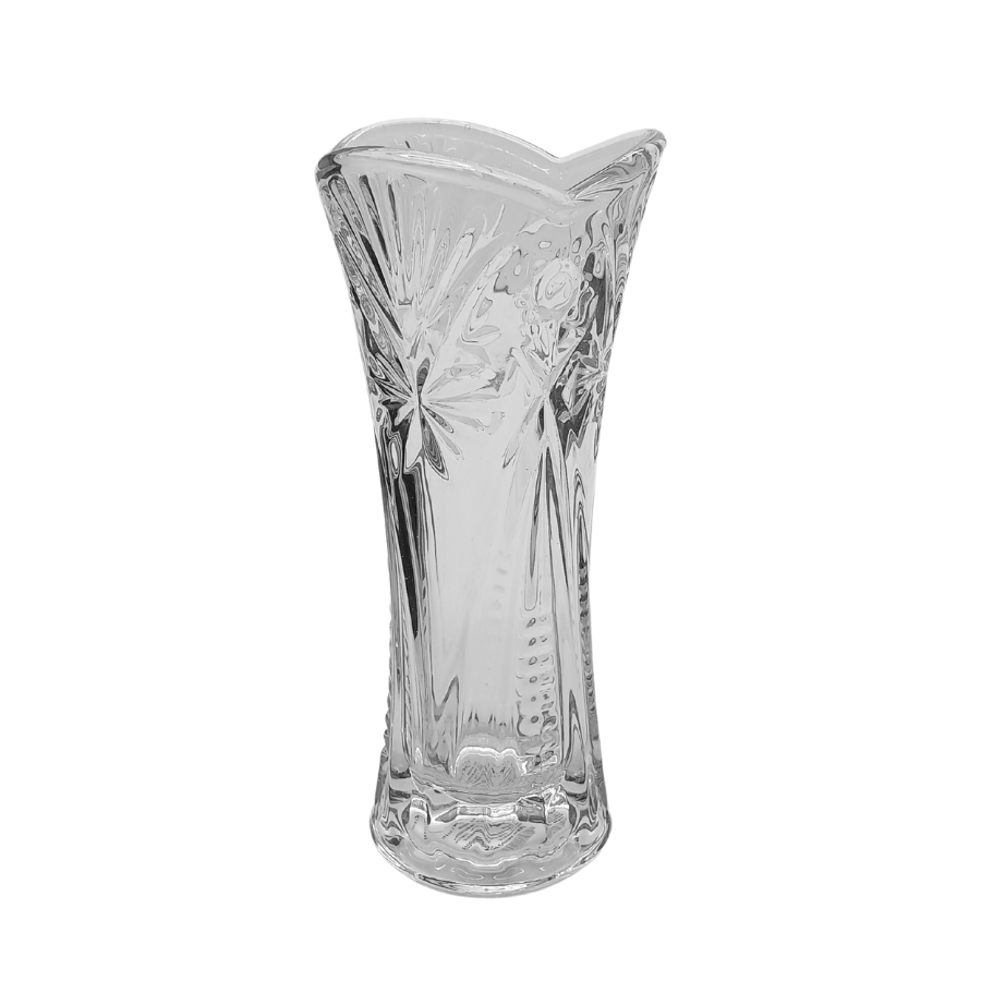 Vasos De Vidro Grosso Plantas Flor Lapidado Alto Relevo Mesa Festas Decoração