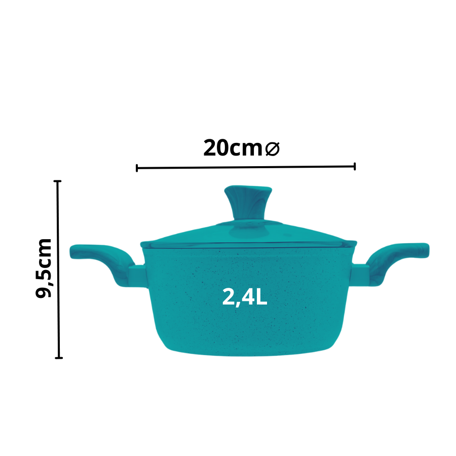 Panela Caçarola Creme Antiaderente Indução Com Tampa 20cm