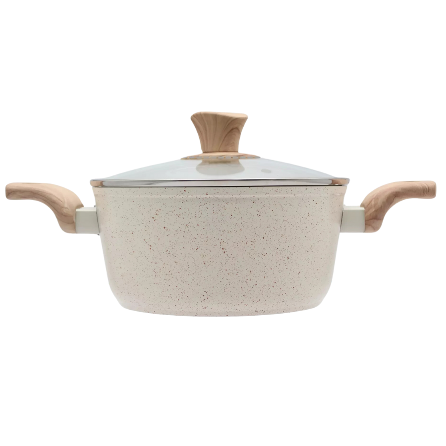 Panela Caçarola Creme Antiaderente Indução Com Tampa 20cm