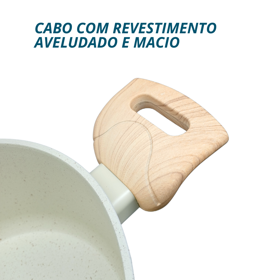 Panela Caçarola Creme Antiaderente Indução Com Tampa 20cm