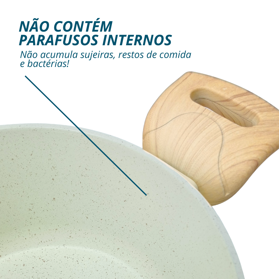 Panela Caçarola Creme Antiaderente Indução Com Tampa 20cm