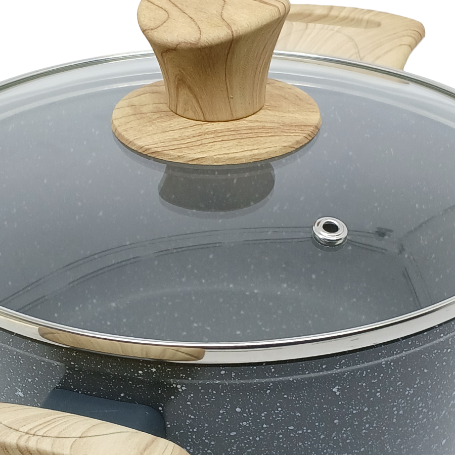 Panela Caçarola Creme Antiaderente Indução Com Tampa 20cm