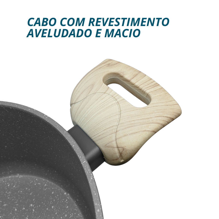 Panela Caçarola Creme Antiaderente Indução Com Tampa 24cm