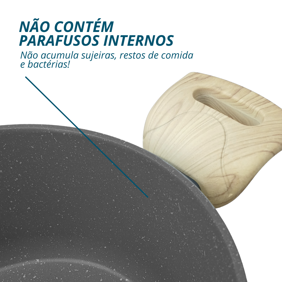 Panela Caçarola Creme Antiaderente Indução Com Tampa 24cm