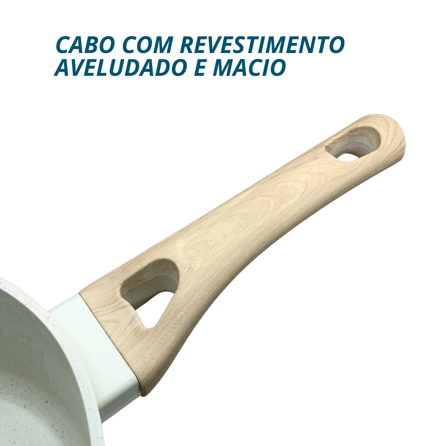 Panela Creme Antiaderente Indução Com Tampa De Vidro 18cm