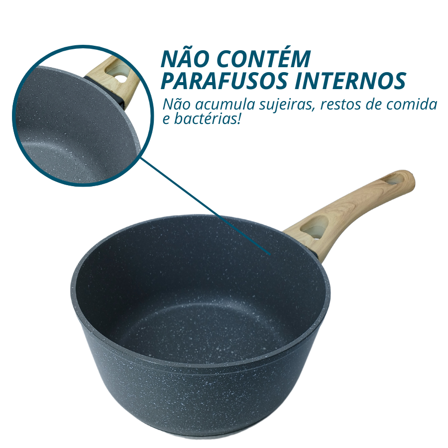 Panela Creme Antiaderente Indução Com Tampa De Vidro 18cm