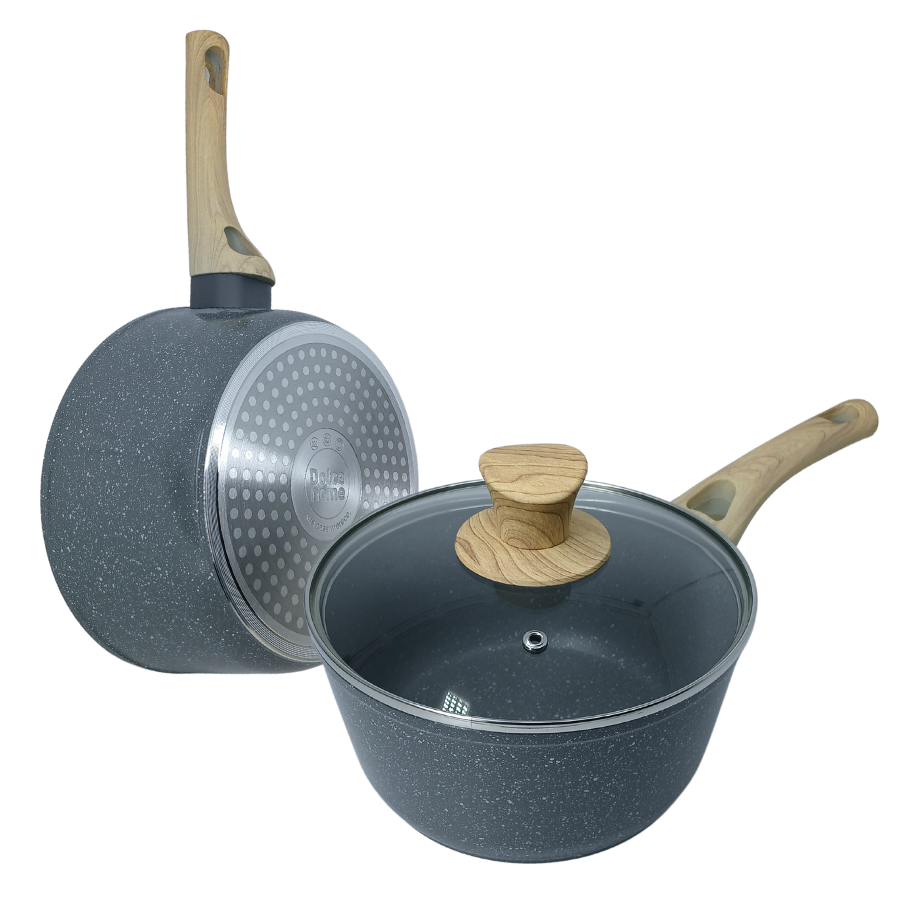 Panela Creme Antiaderente Indução Com Tampa De Vidro 18cm