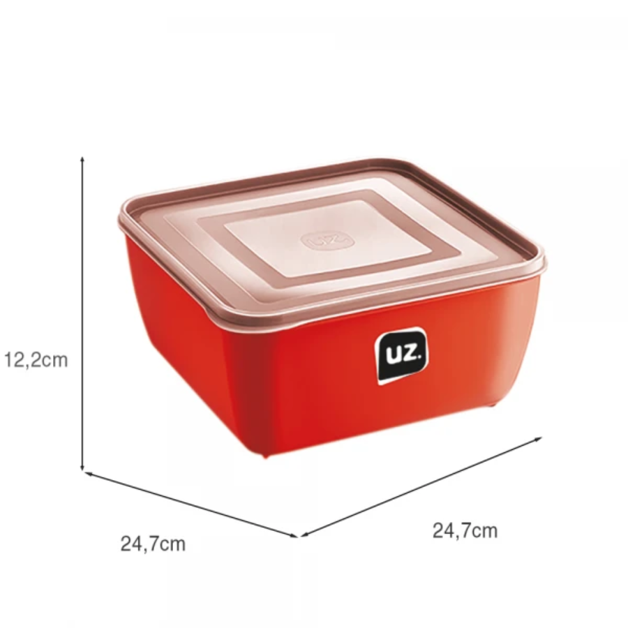 Pote Multiuso Organizador Alimento Quadrado 5l Uz Vermelho