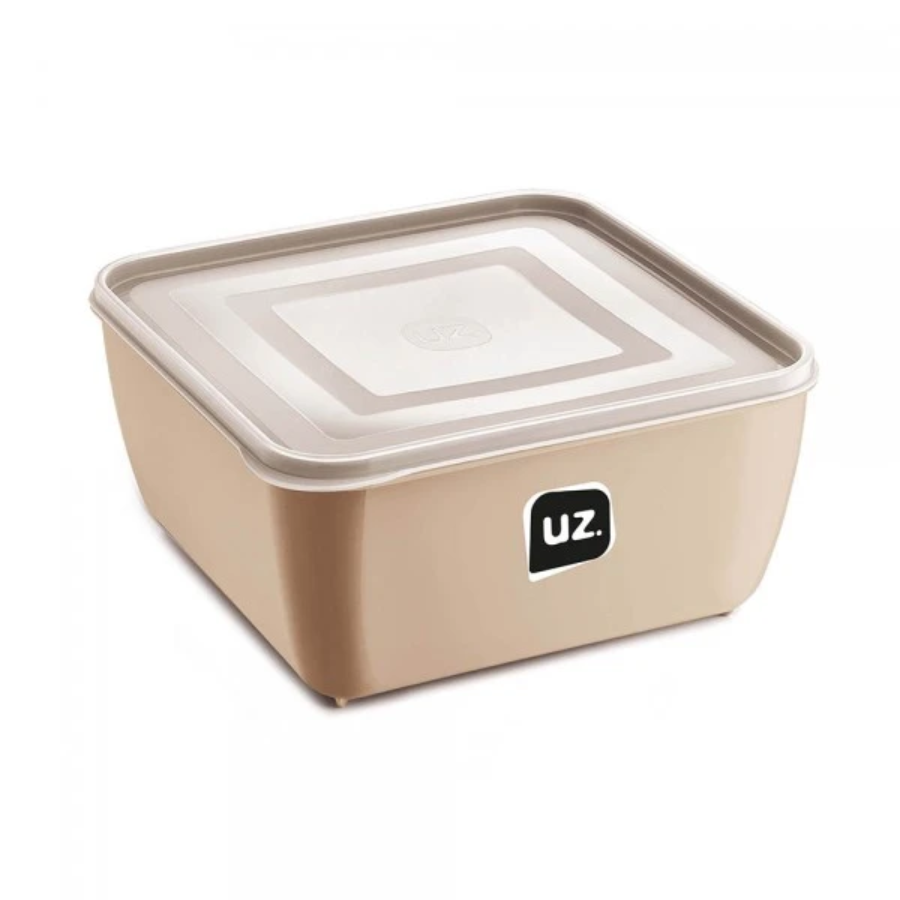 Pote Organizador Alimento Quadrado Com Tampa 2.5l Uz Bege
