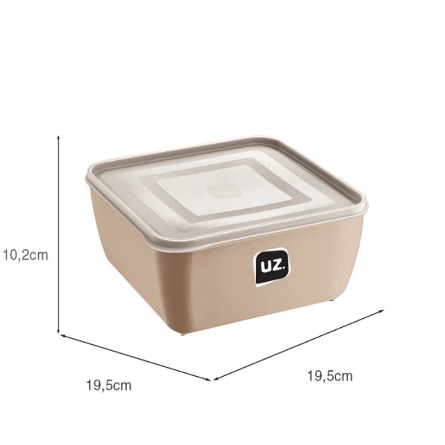 Pote Organizador Alimento Quadrado Com Tampa 2.5l Uz Bege