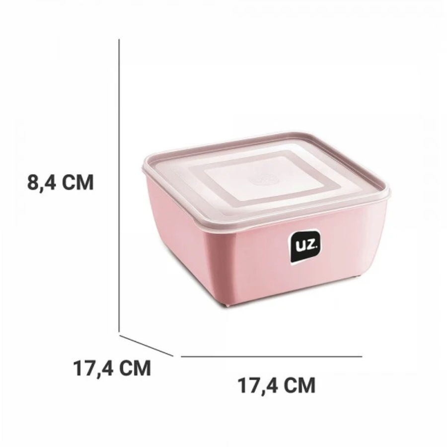 Pote Organizador Alimento Quadrado Com Tampa 1.5l Uz Rosa