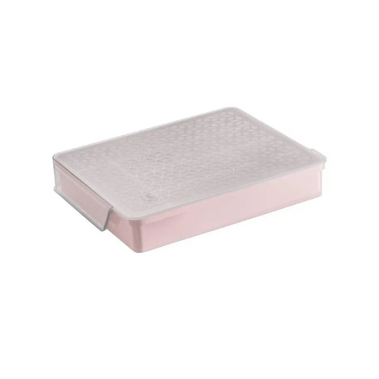 Porta Talheres Organizador de Gaveta Plástico Com Tampa Faca Garfo Colher 5 Divisórias Rosa
