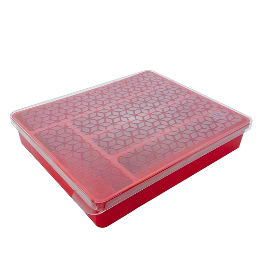 Porta Talher Organizador Gaveta Com Tampa Plástico Resistente 5 Divisórias Vermelho