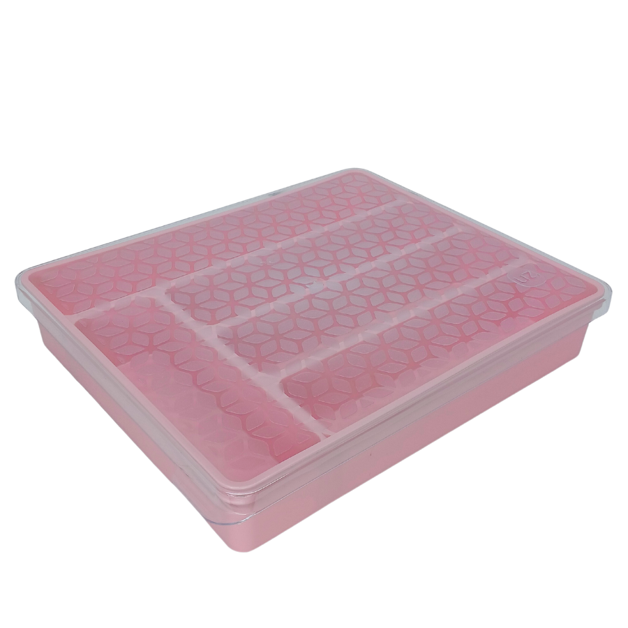 Porta Talher Organizador Gaveta Com Tampa Plástico Resistente 5 Divisórias Rosa
