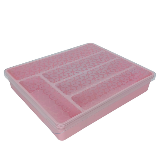 Porta Talher Organizador Gaveta Com Tampa Plástico Resistente 5 Divisórias Rosa