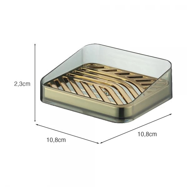Porta Sabonete Saboneteira Luxo com Suporte Banheiro de Plástico Slim Preto