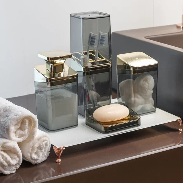 Porta Sabonete Saboneteira Luxo com Suporte Banheiro de Plástico Slim Preto