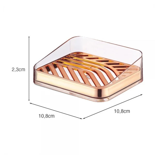 Porta Sabonete Saboneteira Luxo com Suporte Banheiro de Plástico Slim Rose