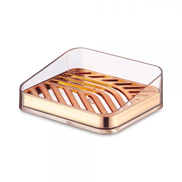 Porta Sabonete Saboneteira Luxo com Suporte Banheiro de Plástico Slim Rose