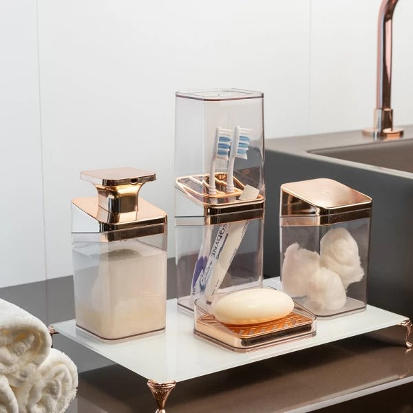 Porta Sabonete Saboneteira Luxo com Suporte Banheiro de Plástico Slim Rose