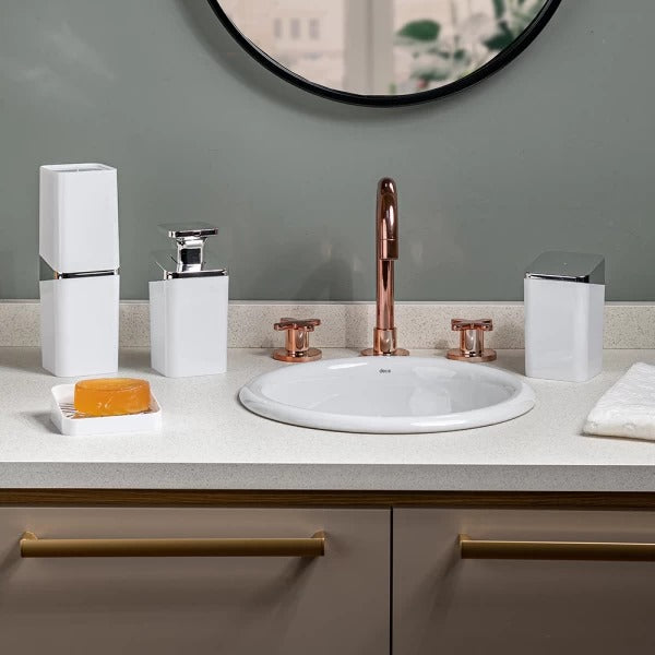 Porta Sabonete Saboneteira Luxo com Suporte Banheiro de Plástico Slim Branco