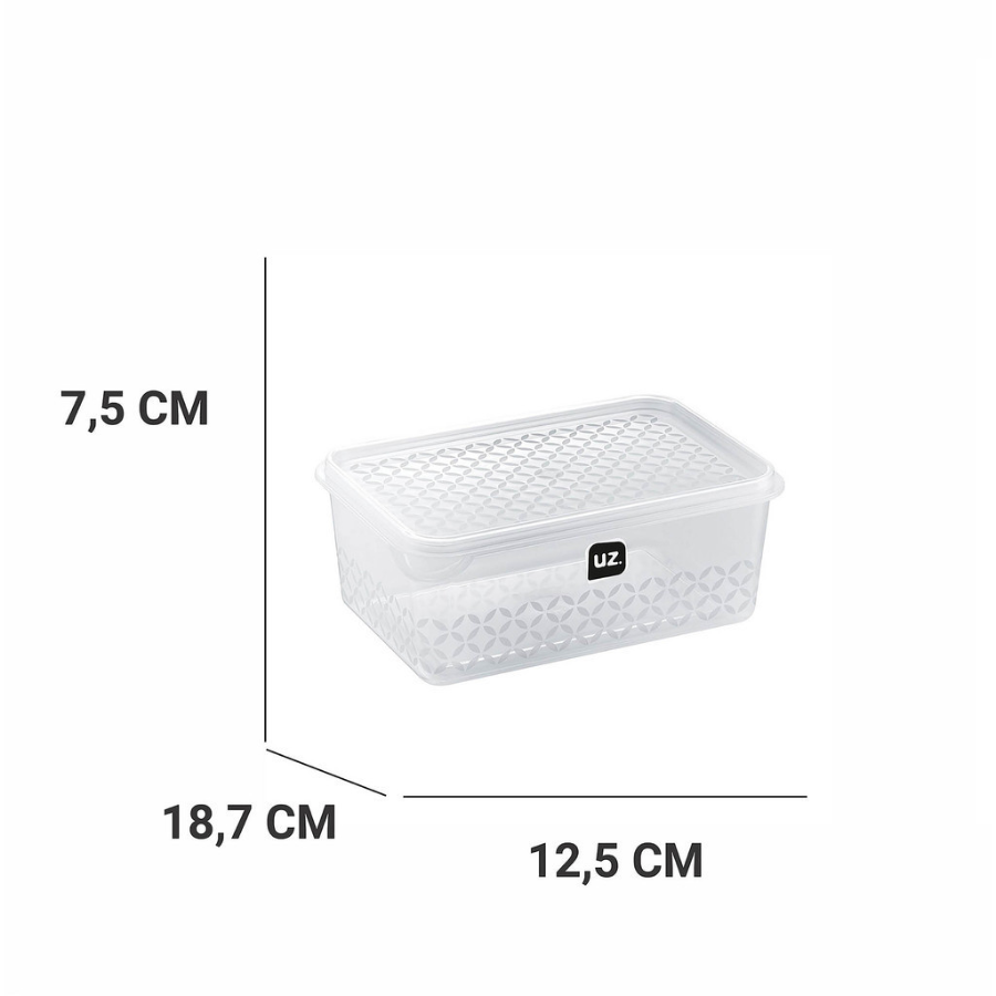 Pote Retangular Com Tampa 1l Mantimentos Uz Transparente