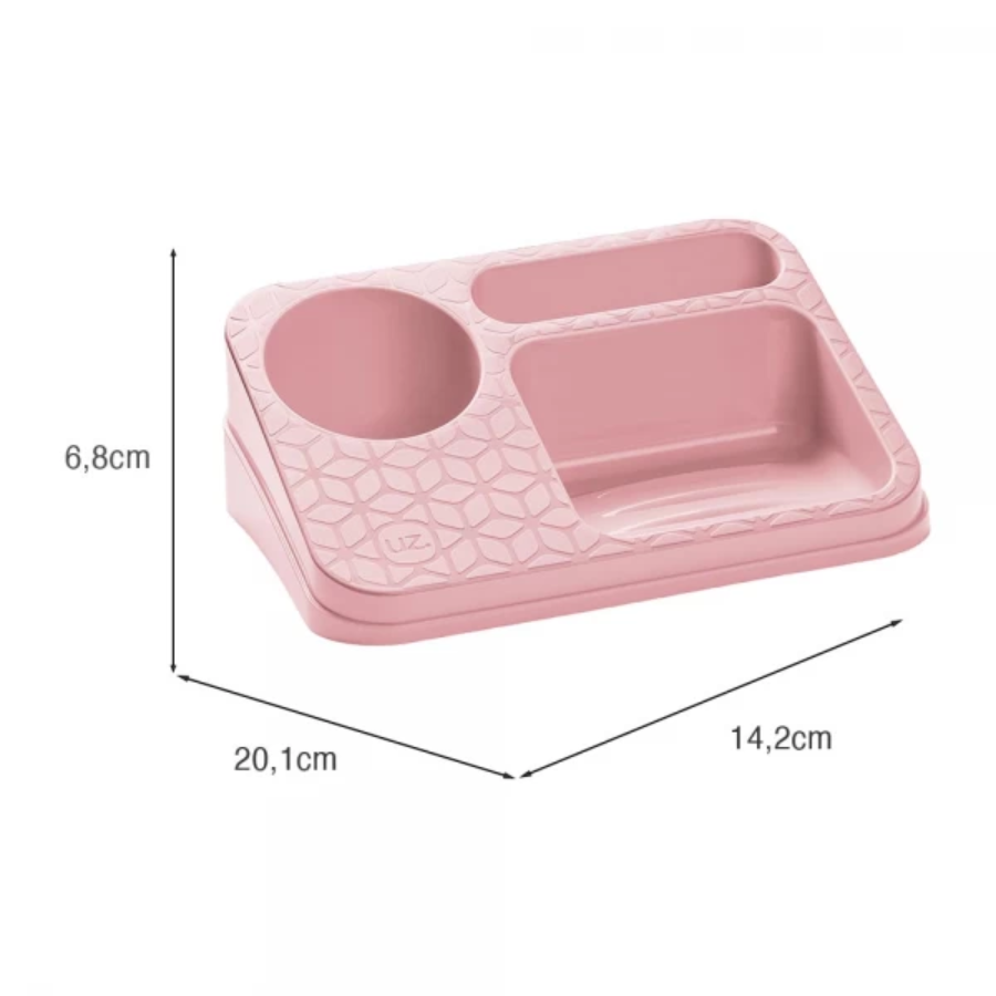 Porta Detergente Esponja Lixeira E Rodinho Kit Cozinha Rosa
