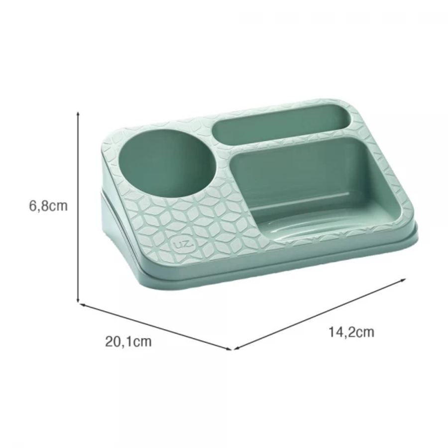 Organizador Pia + Lixeira Pia 2.5L + Rodo Pia Verde