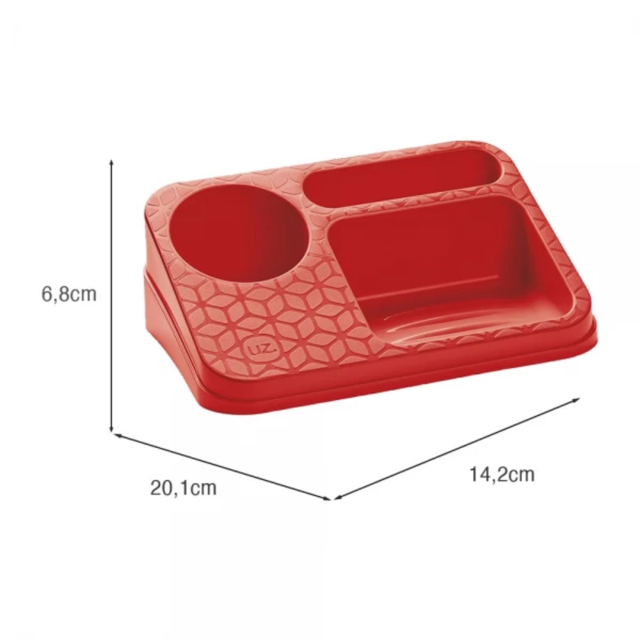Porta Detergente Lixeira E Rodinho Kit Cozinha Vermelho