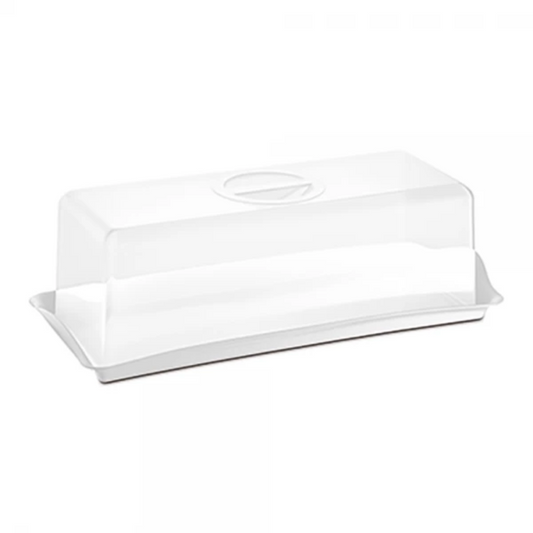 Porta Guarda Pão De Forma Em Plástico Com Tampa Branco
