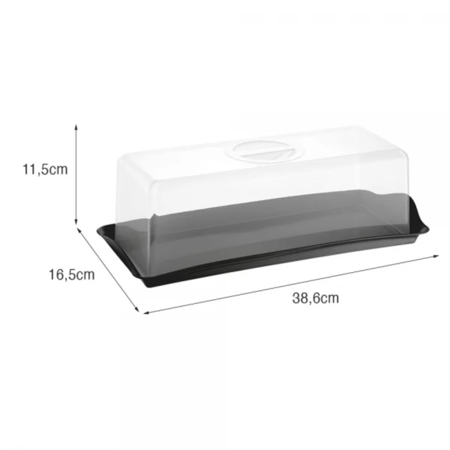 Porta Guarda Pão De Forma Em Plástico Com Tampa Preto