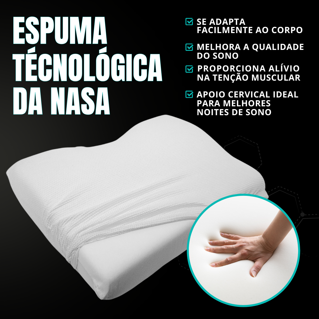 Travesseiro Ortopédico Cervical Viscoelástico Nasa Anatômico Antialérgico 50x70cm