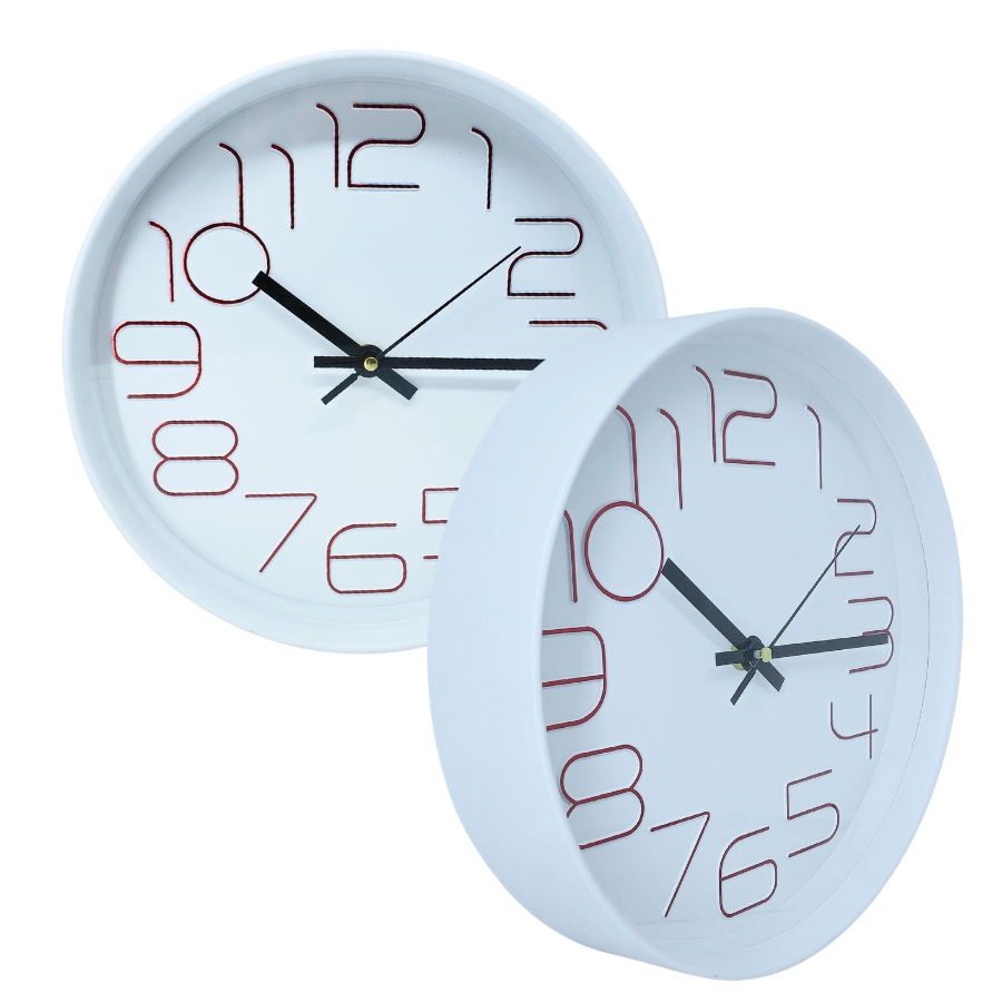Relógio De Parede Cozinha Sala Quarto Analógico Redondo Branco 25cm