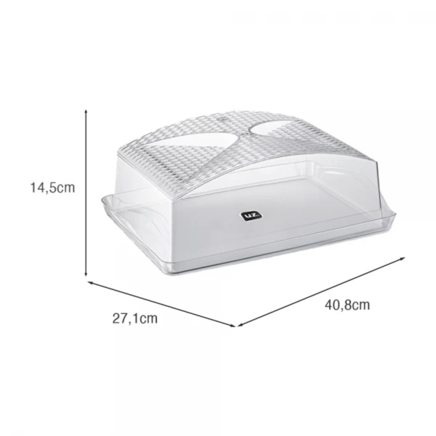 Boleira Retangular de Plástico Branco - UZ661-BR