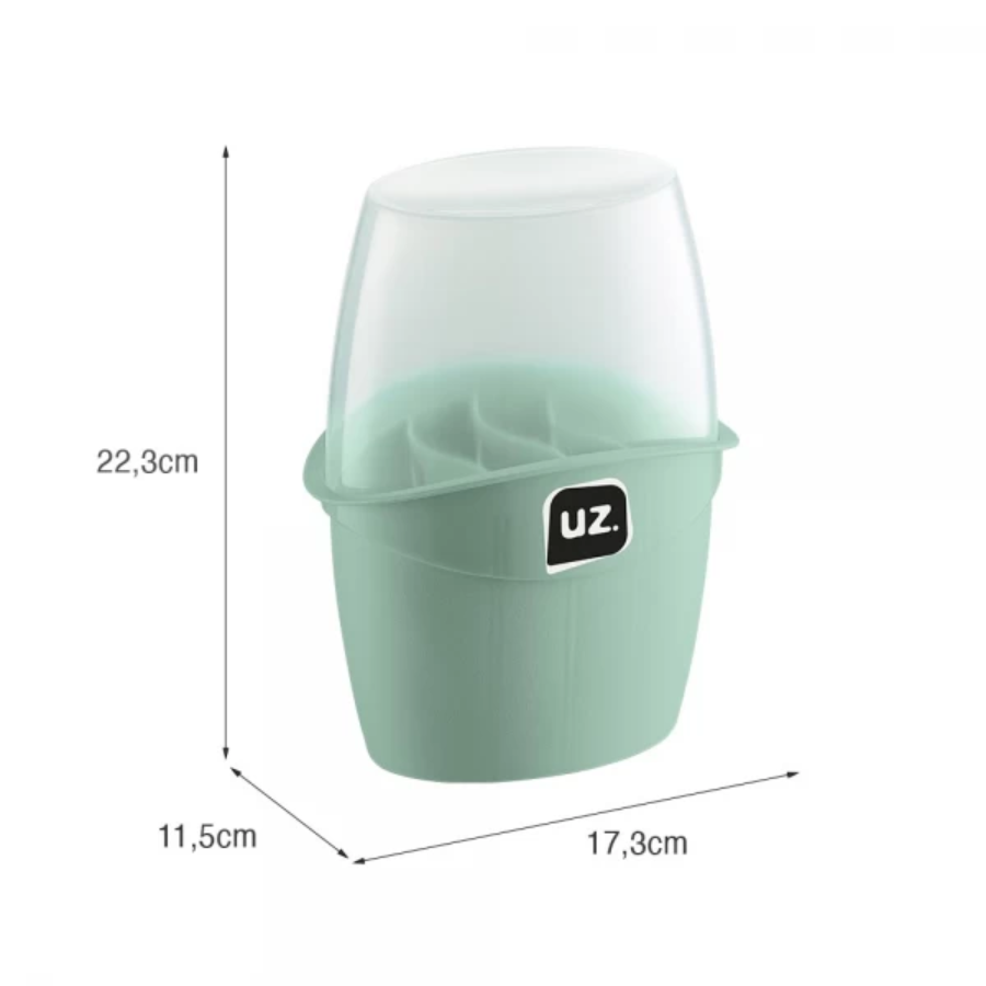 Organizador Porta Talheres Com Tampa E 4 Divisórias Verde