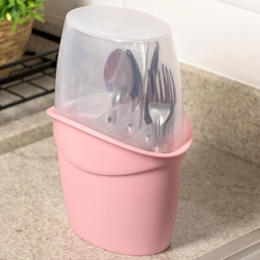 Organizador Porta Talher Tampa 4 Divisória Interna Rosa