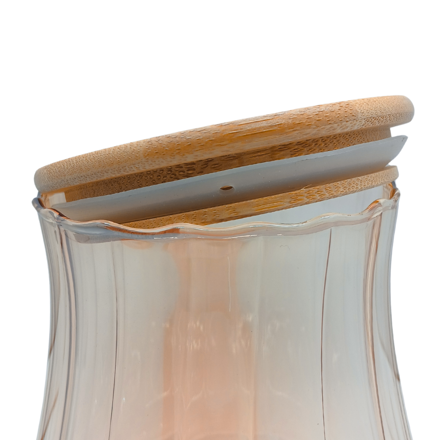 Pote Hermético Mantimento Armazenamento De Vidro Gold Com Tampa de Bambu 800ml