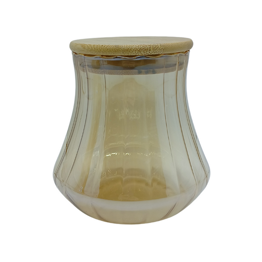 Pote Hermético Mantimento Armazenamento De Vidro Gold Com Tampa de Bambu 800ml