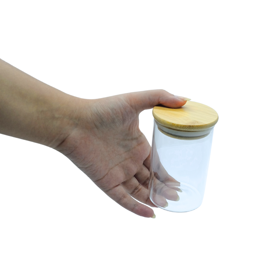 Pote Hermético Mantimento Armazenamento De Vidro Com Tampa de Bambu 250ml